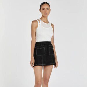 DIMITRA BLACK LINEN CARGO SKORT